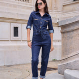 Combinaison en denim ceinturée Elisa