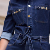 Combinaison en denim ceinturée Elisa