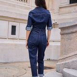 Combinaison en denim ceinturée Anaïs