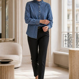 Chemise denim col volanté Mariette