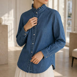 Chemise denim col volanté Mariette