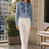 Chemise denim brodée Blandine