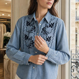 Chemise denim brodée Blandine