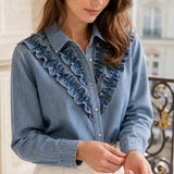 Chemise denim volantée Morgane