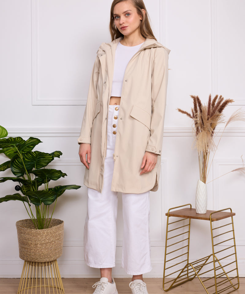 Veste imperméable effet gomme à capuche S3805