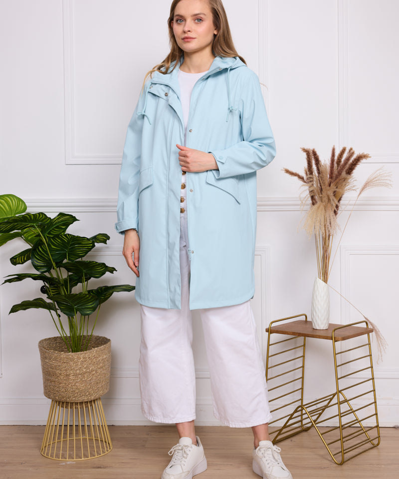 Veste imperméable effet gomme à capuche S3805