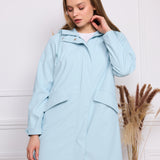 Veste imperméable effet gomme à capuche S3805