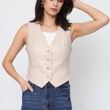 Gilet sans manches en similicuir Zoé