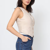 Gilet sans manches en similicuir Zoé