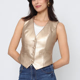 Gilet sans manches en similicuir Zoé