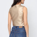 Gilet sans manches en similicuir Zoé