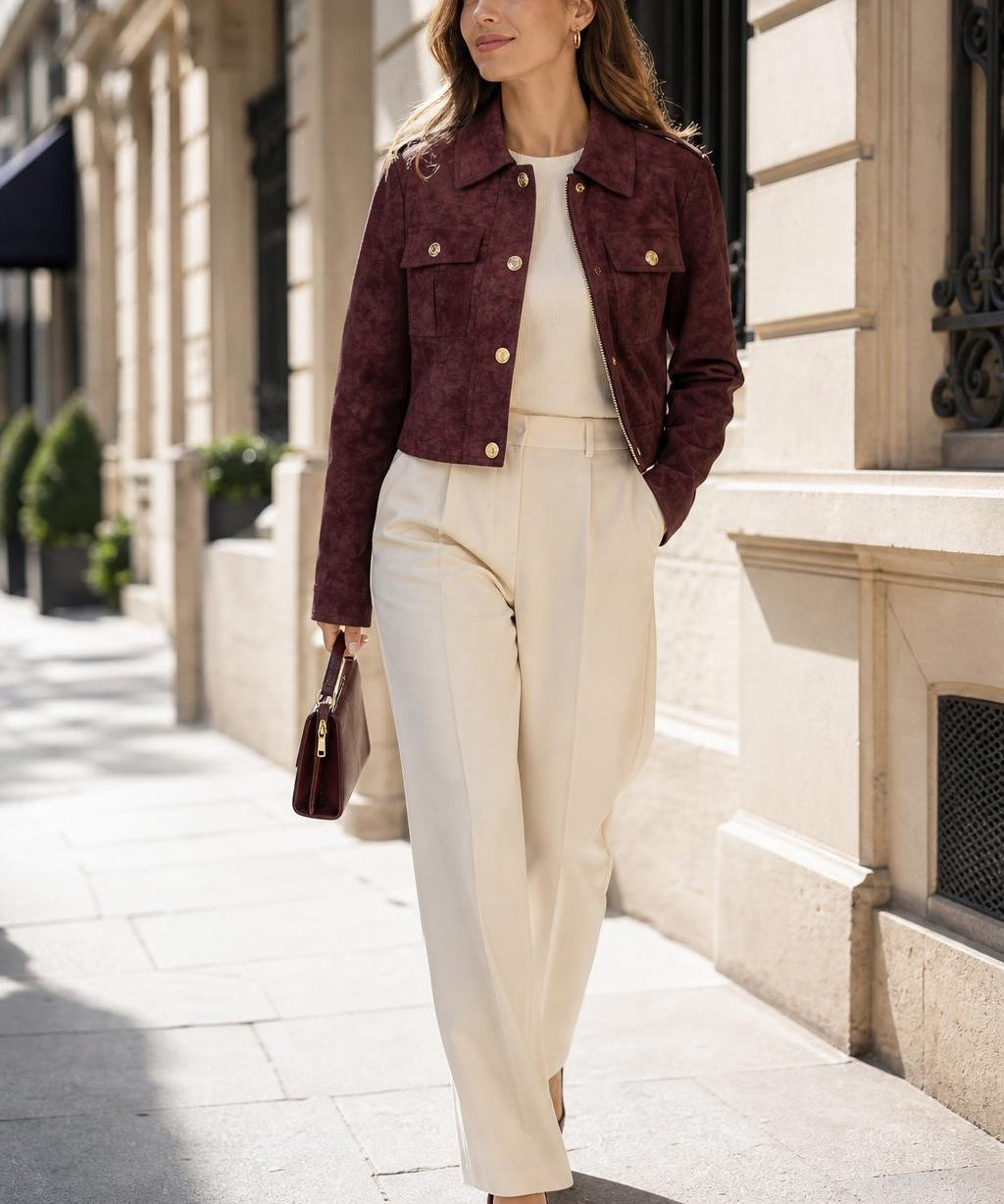 Veste simili daim zippée Ysaline