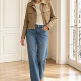 Veste simili daim zippée Ysaline