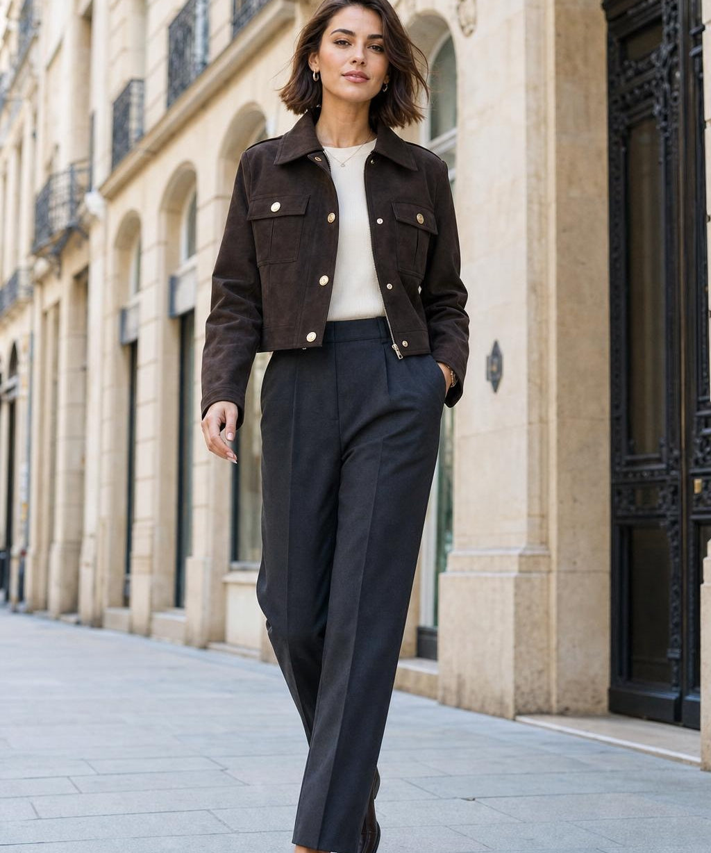 Veste simili daim zippée Ysaline