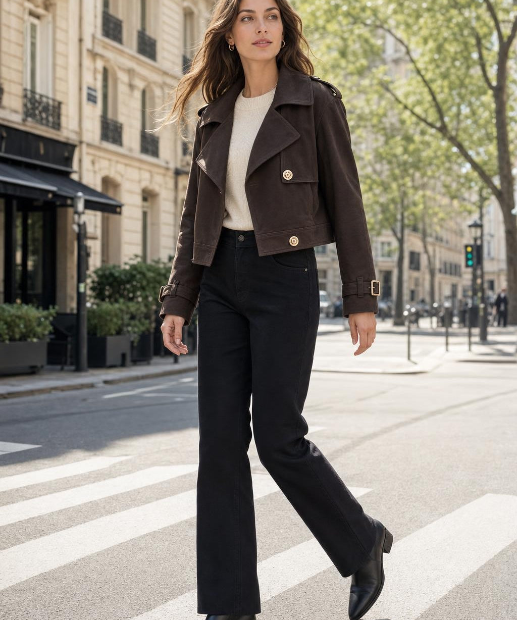 Veste trench effet daim Léonie