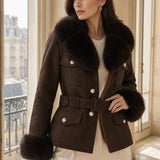 Veste saharienne suédine fourrée Marion