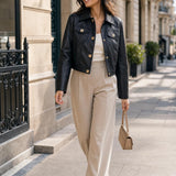 Veste similicuir boutons dorés Maureen