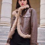 Veste aviateur doublée fausse fourrure Naomi