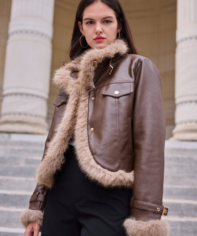 Veste aviateur doublée fausse fourrure Naomi