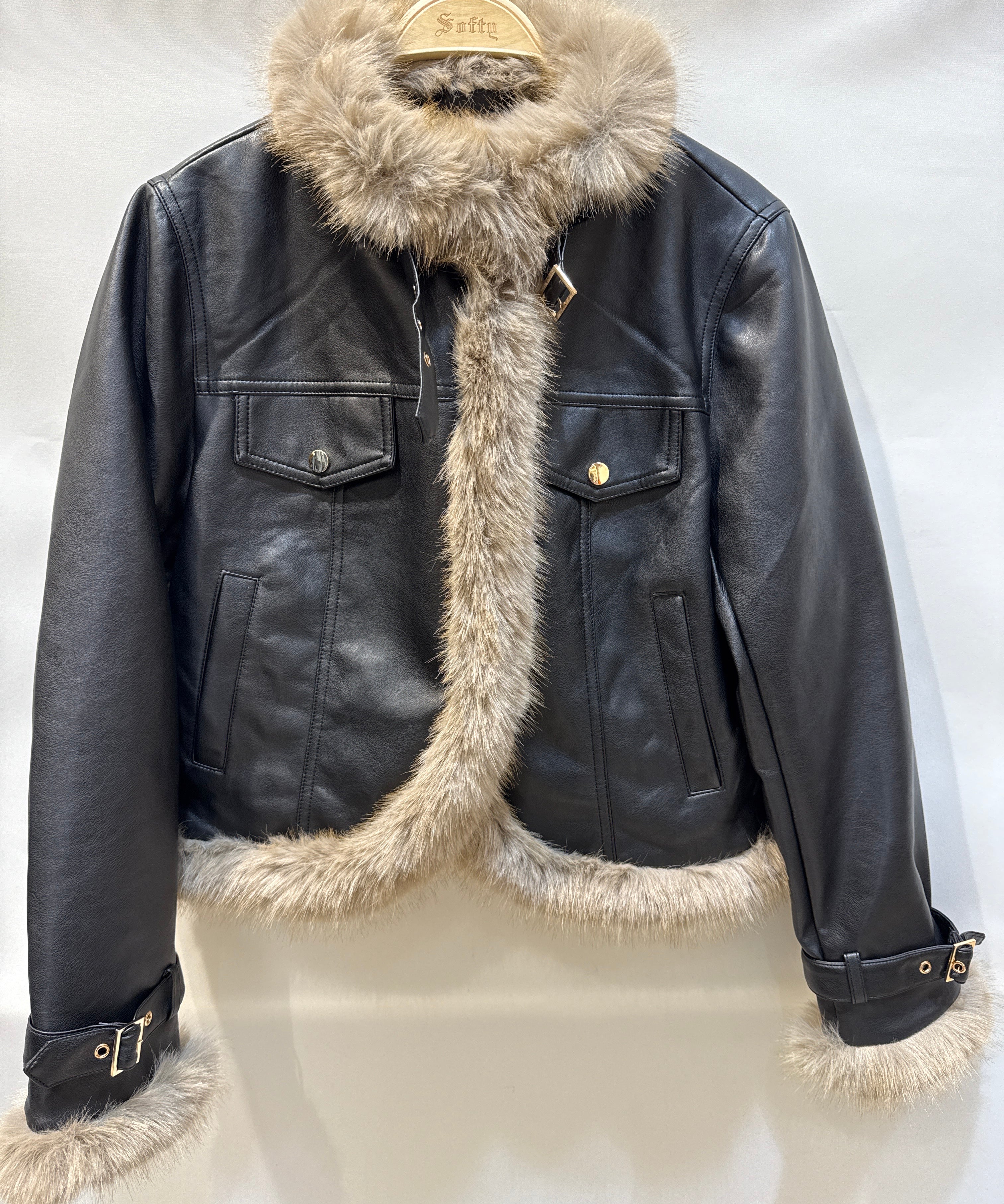 Veste aviateur doublée fausse fourrure Naomi