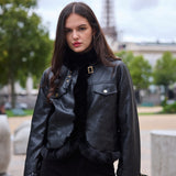 Veste aviateur doublée fausse fourrure Naomi