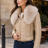 Blouson similicuir col fourre Stella