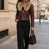 Blouson similicuir col fourre Stella