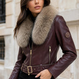 Blouson similicuir col fourre Stella