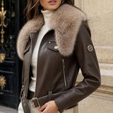 Blouson similicuir col fourre Stella