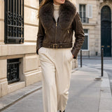 Blouson similicuir col fourre Stella