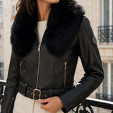 Blouson similicuir col fourre Stella