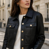 Veste similicuir boutonnée Eulalie