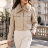 Blouson similicuir col fourré Romane