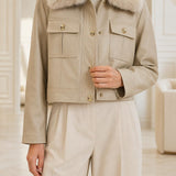 Blouson similicuir col fourré Romane