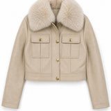 Blouson similicuir col fourré Romane