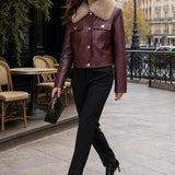 Blouson similicuir col fourré Romane