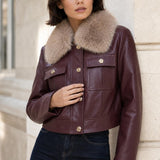 Blouson similicuir col fourré Romane