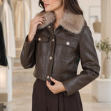 Blouson similicuir col fourré Romane
