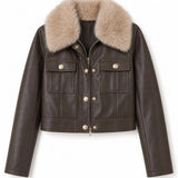 Blouson similicuir col fourré Romane