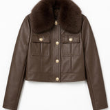 Blouson similicuir col fourré Romane