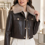 Blouson similicuir col fourré Romane