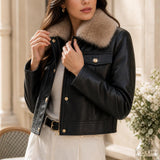 Blouson similicuir col fourré Romane