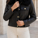 Blouson similicuir col fourré Romane