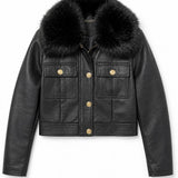 Blouson similicuir col fourré Romane