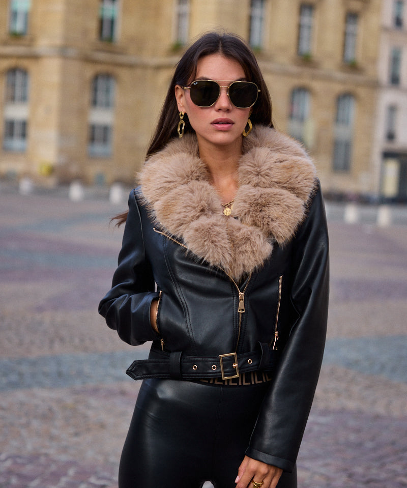 Veste à col en fausse fourrure Élina