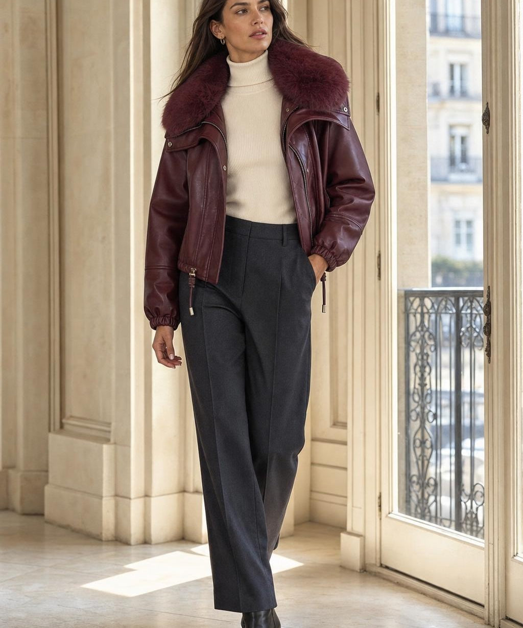 Blouson similicuir fourré Romane