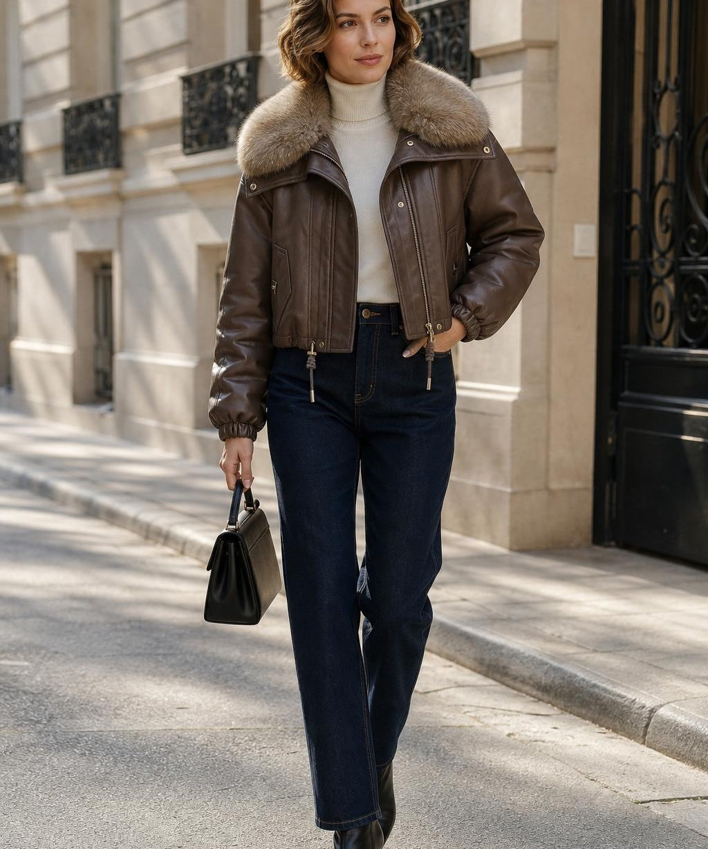 Blouson similicuir fourré Romane