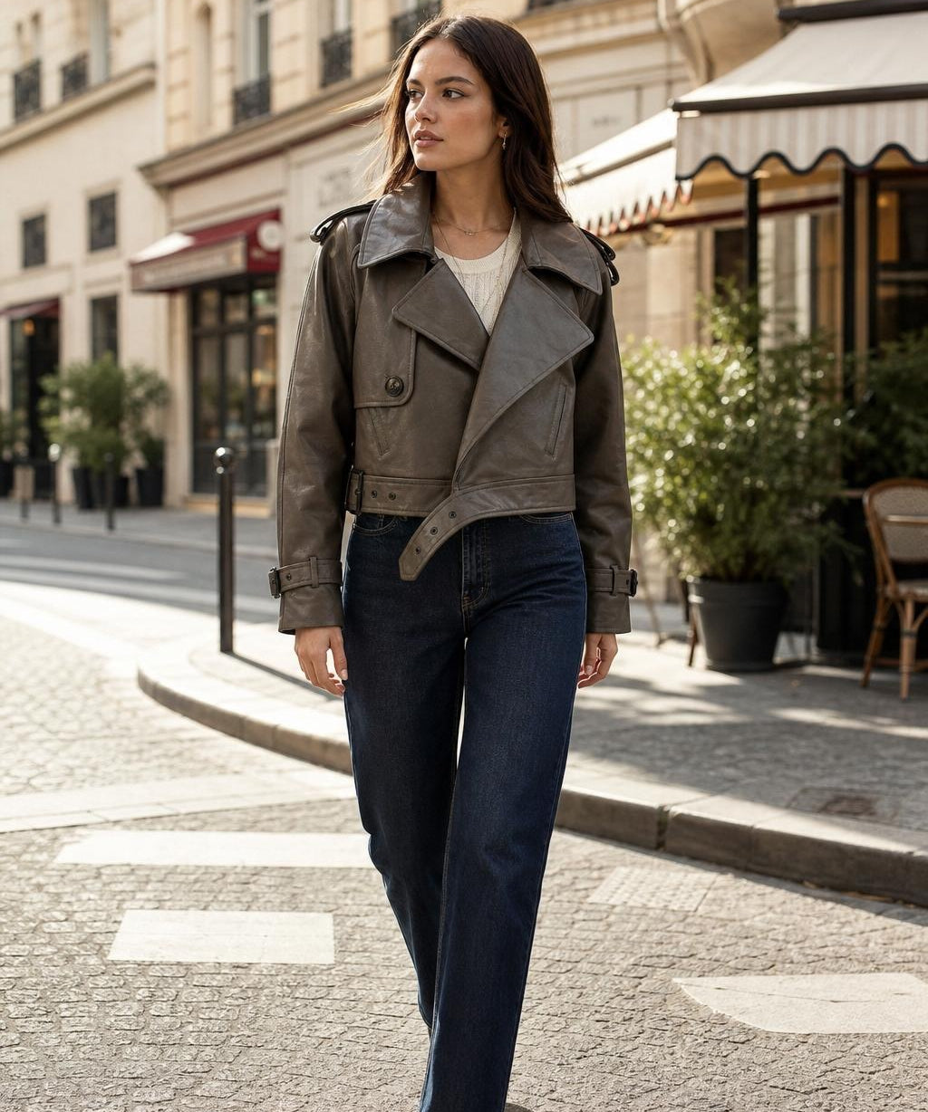 Veste similicuir croisée Félicie