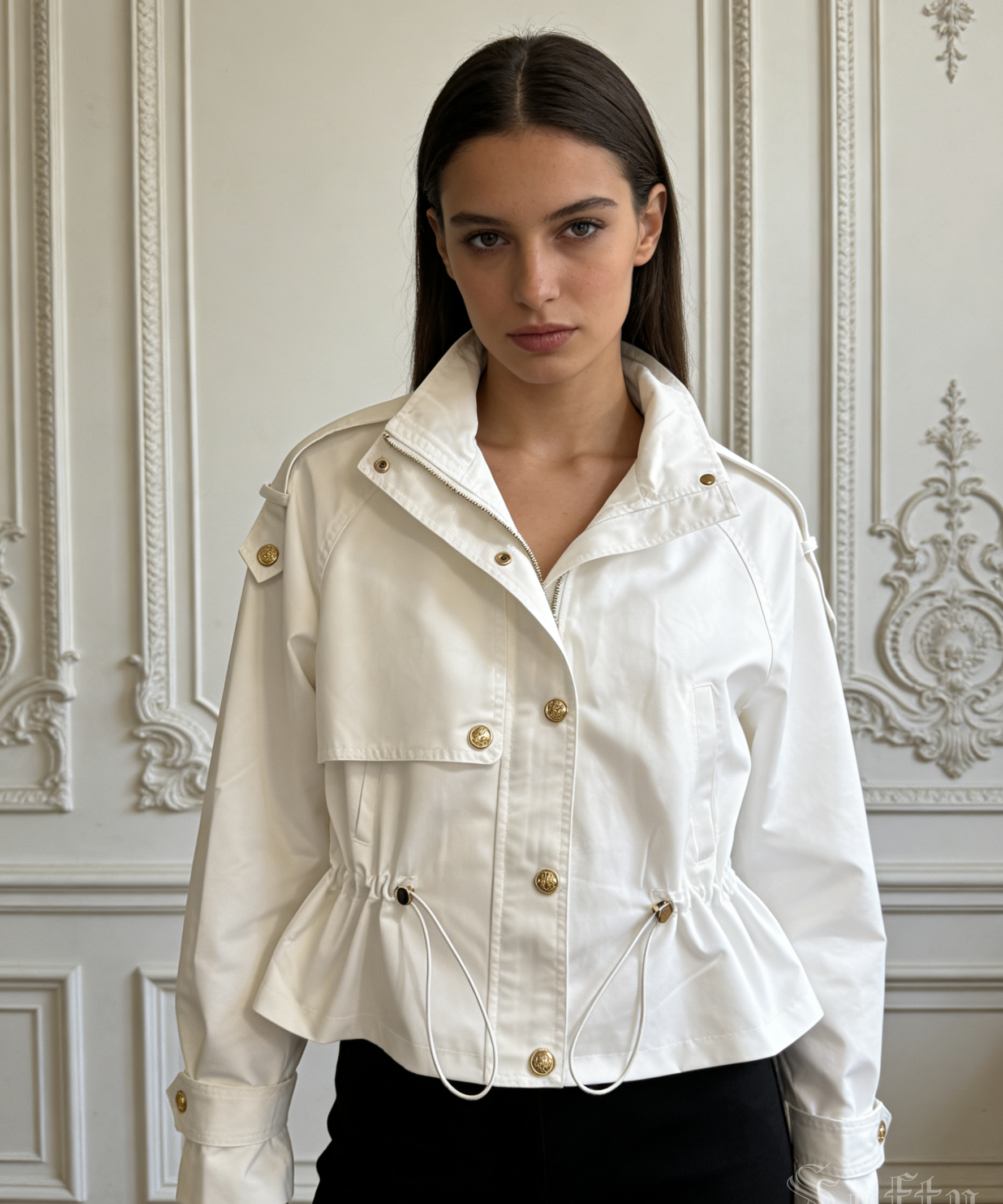 Veste trench courte Adèle couleur Blanc - Softy Paris