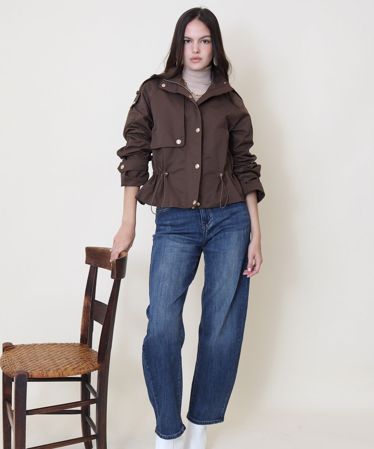 Veste trench courte Adèle couleur Choco - Softy Paris